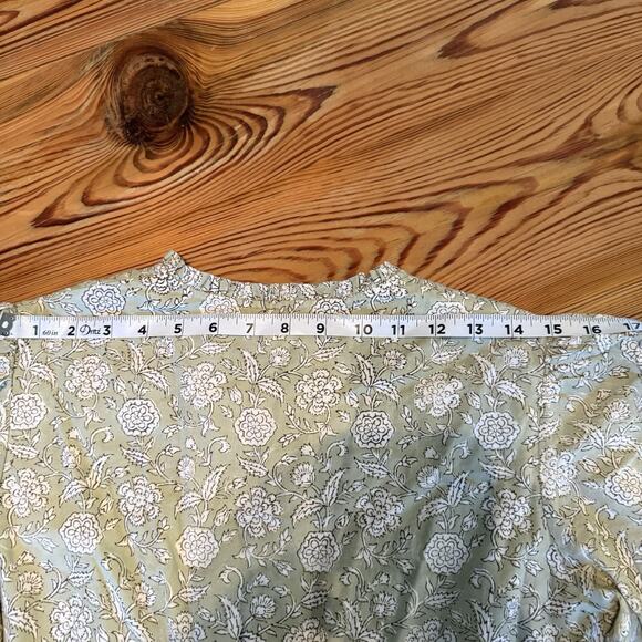 Beau & Ro Annika Dress Sz S Sage Floral Pintuck Ruffle Cottagecore Prairie Maxi - Picture 13 of 14